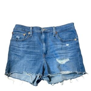 Levi's High Rise Denim Jean Cut Off Raw Hem Distressed Shorts‎ 30